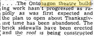 Ontonagon Theatre - Oct 29 1957 Building Work (newer photo)